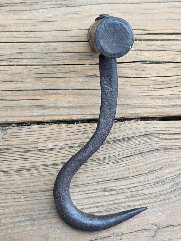 Antique Wrought Iron Hay Hook c. 1870-1910, Blacksmith, Appears Signed