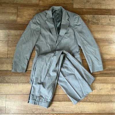 VTG Chaps Ralph Lauren 2pc Suit Gray 38R Jacket 31x31 Pants Wool Blend USA #54D9