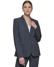Calvin Klein Women's One-Button Blazer Gray Size 10 0132