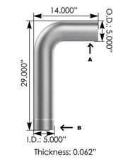 For Freightliner 5 Odid Aluminized Exhaust Elbow 90 Deg 04-09586-013 14 X 29 For Freightliner 5 Odid Aluminized Exhaust Elbow 90 Deg 04-09586-013 14 X 29