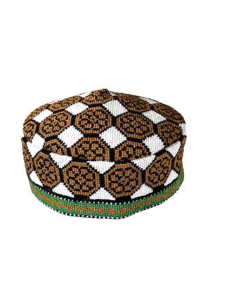 Vintage Uzbek handcrafted embroidered hats and one Uzbek satin wrap Central Asia Traditional Antique Handmade Uzbekistan Silk Embroideri  main image 4