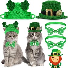 MTLEE 4 Pcs St Patrick's Day Pet Costume Accessories, 2 Pcs Shamrock Headband fo