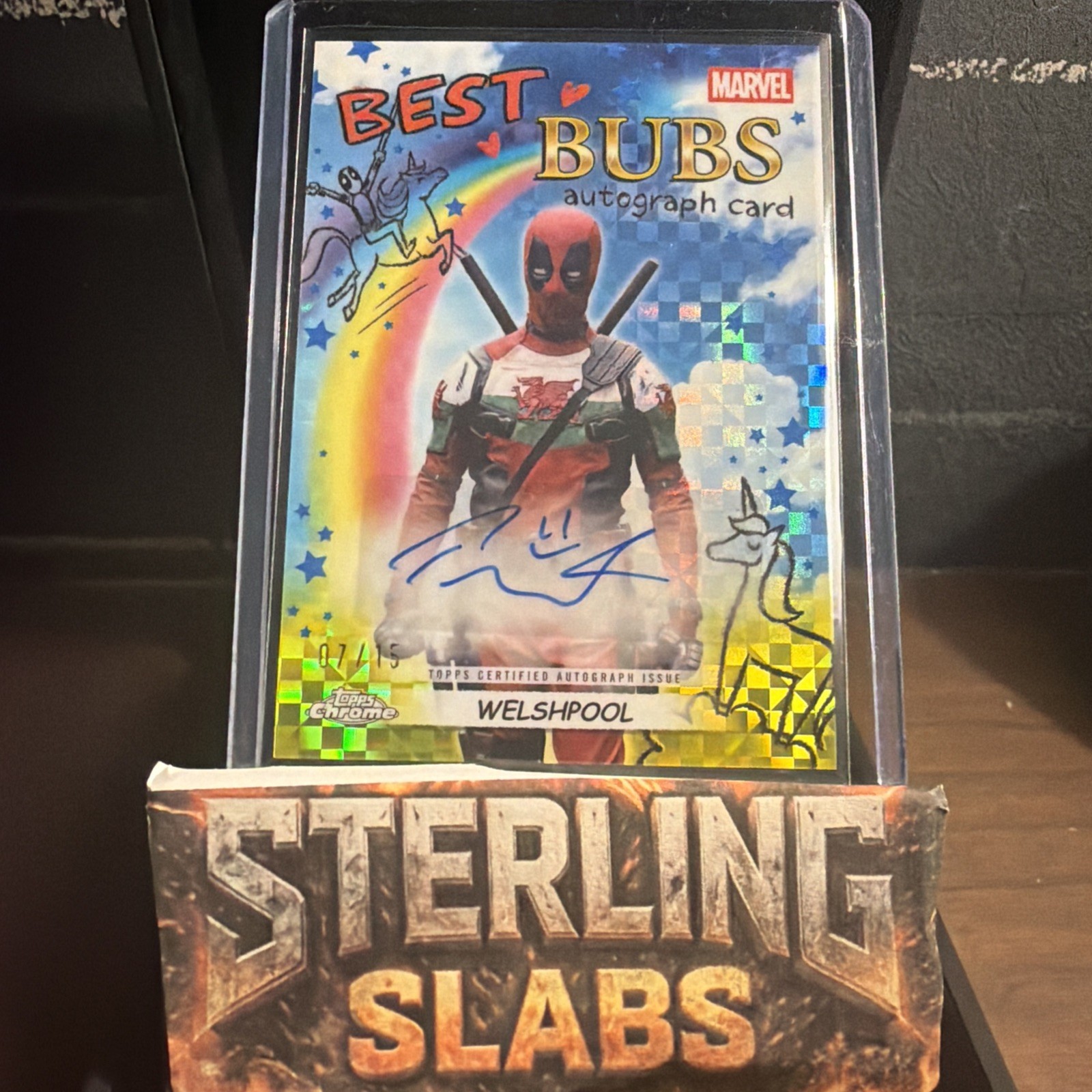 2025 Topps Chrome Deadpool Welshpool Best Bubs Paul Mullin X-Fractor Auto /15