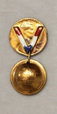 WWII era Home Front/Sweetheart Pin: Victory "V" & Helmet, made with 1942 Pennies