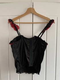 Ann Summers Ladies Black Red Basque UK 14-16