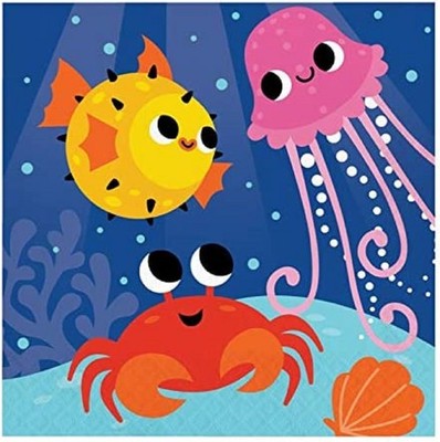 Ocean Celebration Sea Animals Summer Luau Theme Party Paper Luncheon Napkins