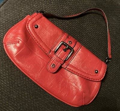 Nine West Wristlet Purse Raspberry Red Faux Leather Snap Closure New No Tags