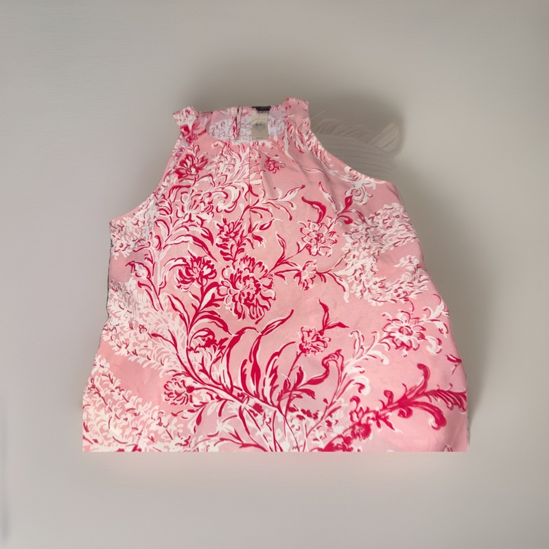 Ann Taylor Tank Top Sz-16 Pink Floral Pleated Sleeveless Spring Summer Fun New