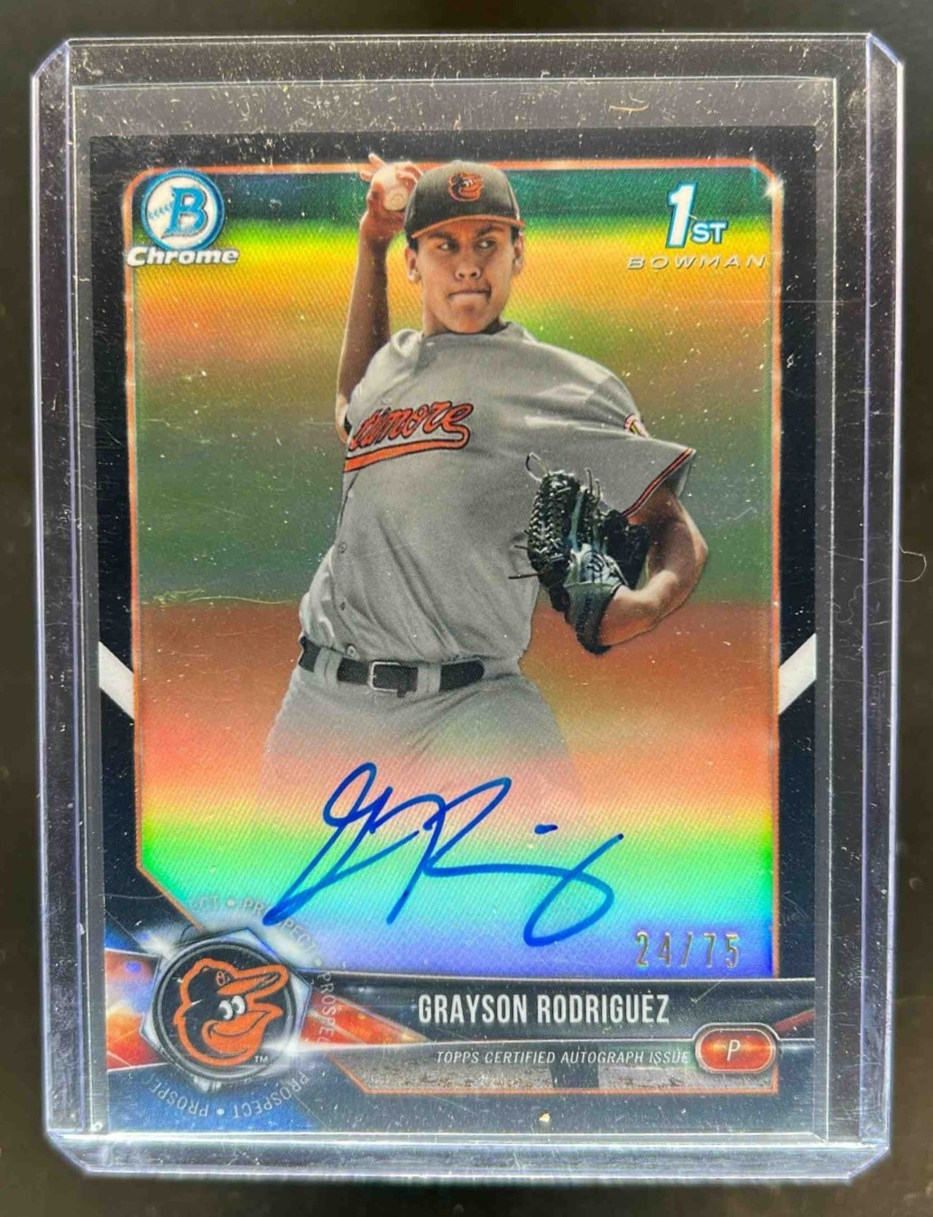 2018 Bowman Draft Grayson Rodriguez Chrome Auto 1st Black Refractor #24/75