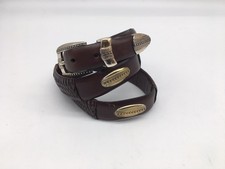 Brighton 98057 Leather Belt Silver Gold Conchos Buckle Brown Woven Men's Size 42