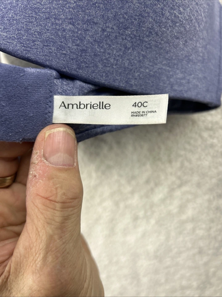 Ambrielle Women’s Blue Denim Plunge T-Shirt Push-Up Bra 40C Sexy Racy Pin Up - Image 4 of 4