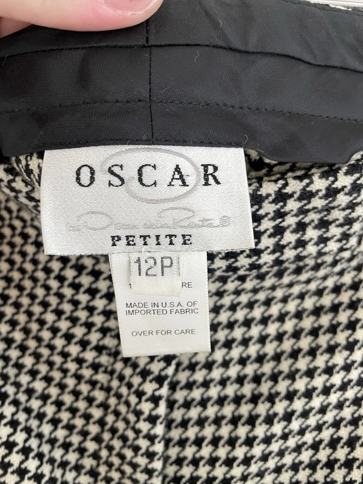 Pantalones De Colección Oscar De La Renta 12P Negro Pata de Gallo Lana Cachemira Para Mujer’s 12P Defecto Foto 4 de 4