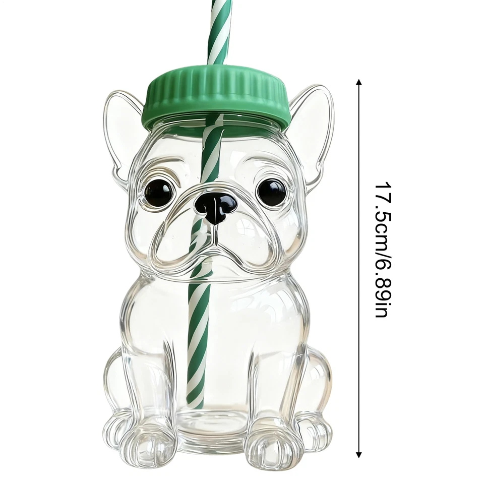 Taza de café helado reutilizable taza para sorber de paja para amante de perros taza de vidrio en forma de perro regalo Foto 2 de 4