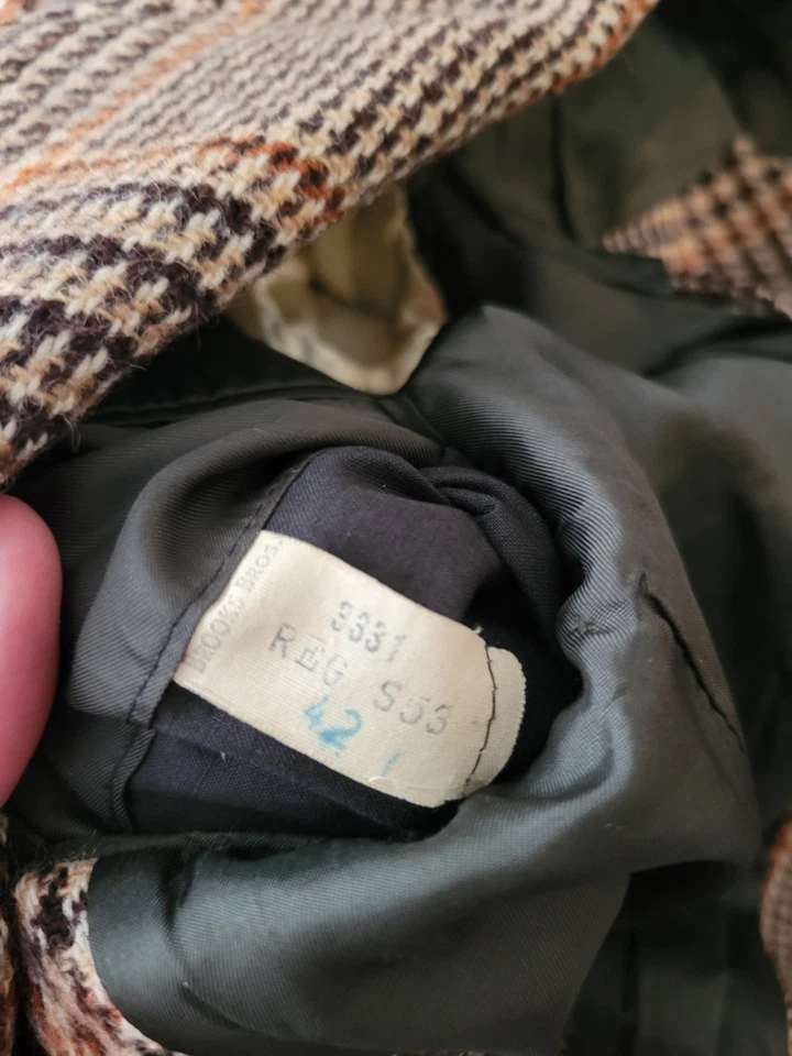 Vintage Brooks Brothers 346 Blazer 42 USA Union Made Tweed Leather Elbow 70s - Image 3 of 4