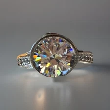 Tacori For Epiphany Sterling Silver European Cut CZ Approx 6CT Engagement Ring 6
