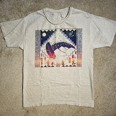 Vintage Y2k Native Feather Gradient Art T-shirt Mens M Grunge Rave Midwest 90s