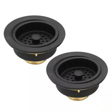 3-1/2 In. Post Style Kitchen Sink Basket Strainer in Matte Black 2-Pack
