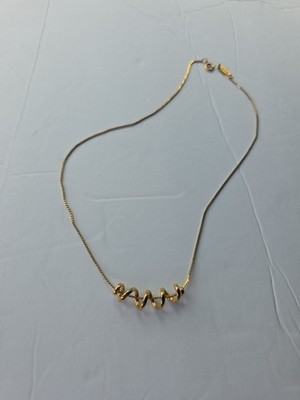 Vintage Napier Gold Tone Swirl Squigly Necklace Dainty Chain 16'' Total Length
