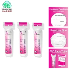 Versatile  Cotton Rounds - 100% Soft, Hypoallergenic Face Pads (Pack of 3)