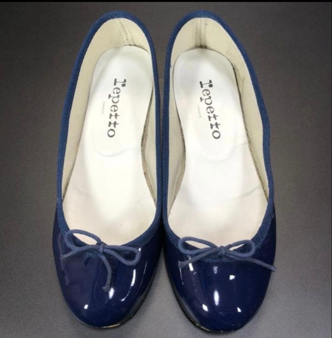 Repetto Camille Ballet Flats Women EU35 Navy Patent Leather Ribbon Bow Shoes