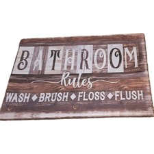Bathroom Rules Wall Art Farmhouse Bathroom Sign Picture 12x18 Canvas