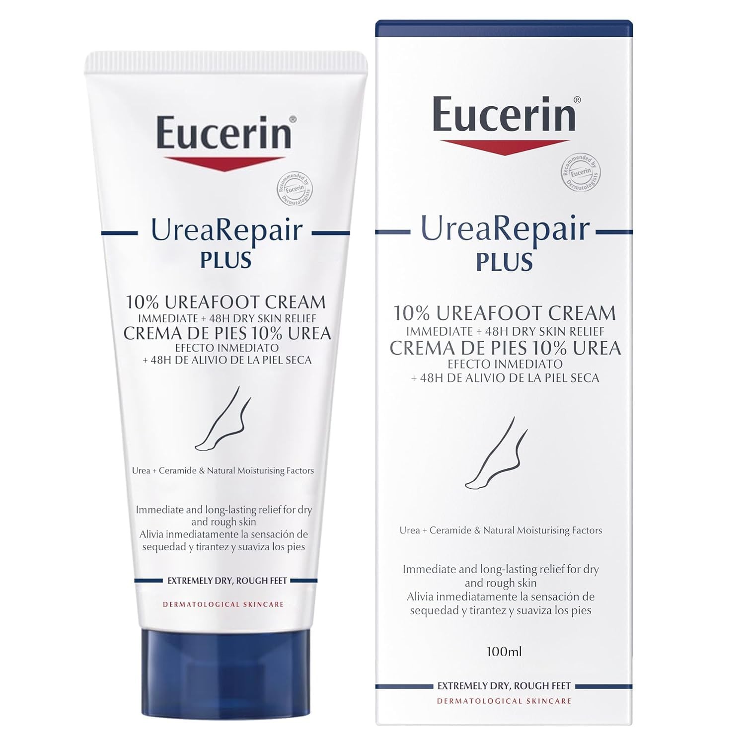 Eucerin UreaRepair Plus 10% Urea Foot Cream 100ml, 100 ml (Pack of 1), White