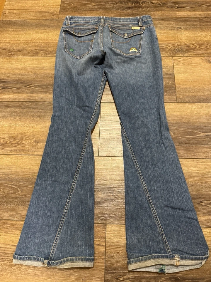 JEANS BOOTCUT de mezclilla acampanados GRASS Los Angeles LA para mujer talla 30x33 cosidos limpios Foto 2 de 4