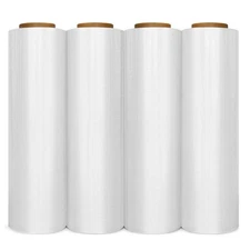 4 Rolls 18" X 1500 FT Hand Stretch Plastic Film Shrink Pallet Wrap 80 Gauge
