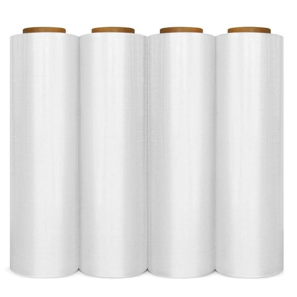 4 Rolls 18" X 1500 FT Hand Stretch Plastic Film Shrink Pallet Wrap 80 Gauge