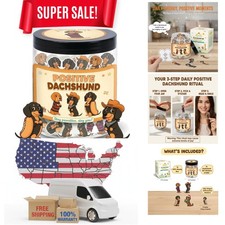 Cute Positive Dachshund Jar with 60 Affirmation Cards - Uplifting Gift for Women
