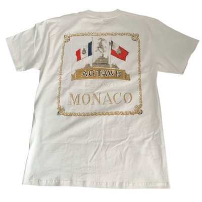 AGTAWH Men's T-Shirt Size XL 100% Cotton Graphic Print Tee Monaco Royal Beige