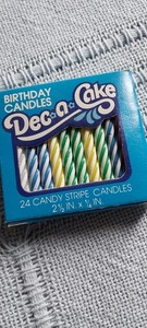 Vintage Birthday Candles box of 24 Dec-a-Cake Candy Stripe