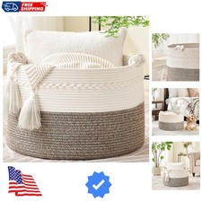 Large Blanket Basket 20"x13",Woven Baskets for storage Baby Laundry Hamper, C...