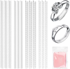 Ring Sizers 12 Pack, 4 Sizes, Clear Silicone, Adjustable Non-Slip Guards