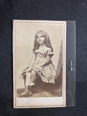 Antique Original Sepia CDV Portrait Photograph of Child on Paper, Unframed