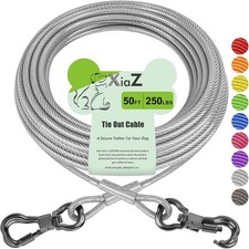 XiaZ Dog Tie Out Cable 50ft, Outdoor Runner Lead Chain Tether for Small Medium L