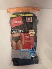 Hanes Men's Tagless Underwear Briefs, Mid-Rise, Medium, Assorted Solids 6-pack
