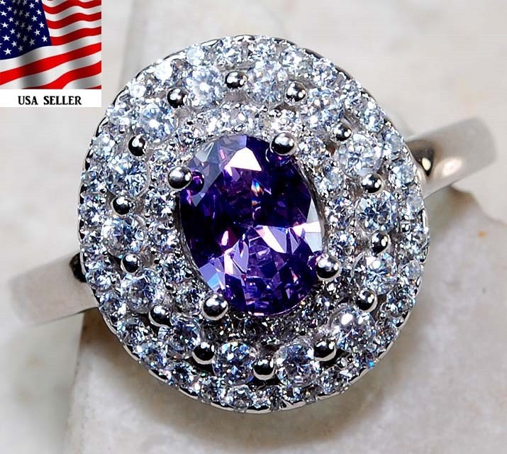 2CT  Amethyst 925 Solid Sterling Silver Ring Jewelry Sz 7 MM1-7