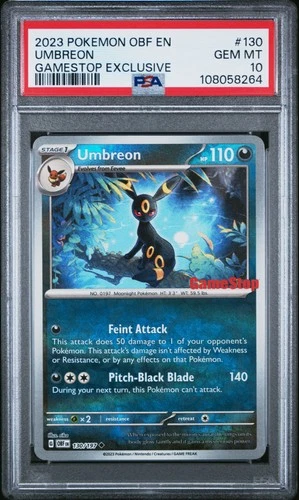 Umbreon 130/197 PSA 10 Gamestop obsidian Flames Pokemon Card Game