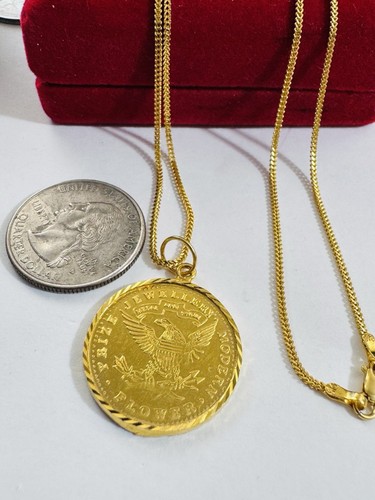 New 22K 22C 916 Fine Real Gold 20” long Coin Necklace 9.2g 1.6mm Reverersible - Picture 14 of 24