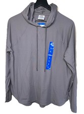 Sage Collective Women  s Tan Hoodie L Thumbholes Ribbed 4-Way Stretch Pullover