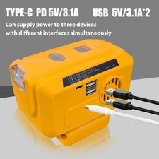 200W DC To AC Inverter USB-C Charger Compatible With Dewalt 20V Battery