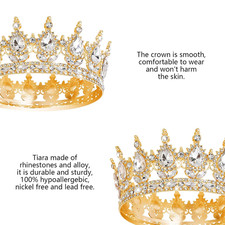 Rhinestone Queen Crown Tiara Crystal Bridal Headpiece for Weddings Parties