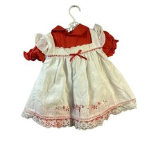 Mayfair Vintage Baby Girl Red Dress White Lace Pinafore Set Floral 18 Months