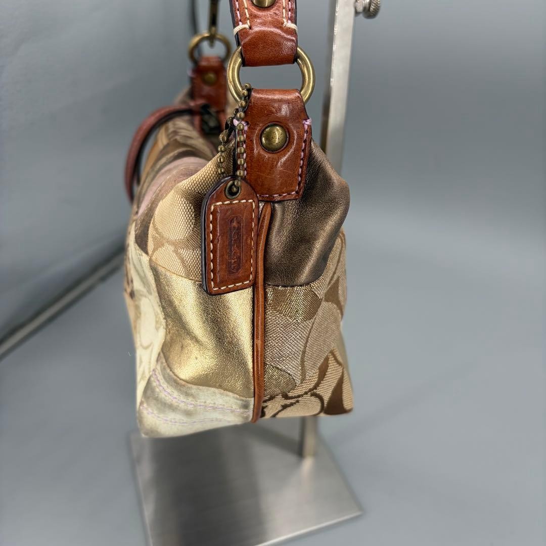 COACH Patchwork Beige Canvas Leather Accessory Po… - image 18