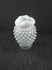 Vintage Fenton French Opalescent Glass Hobnail Mini Ruffled Bud Vase