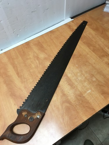Vintage Henry Disston USA 36" One Man Crosscut Saw Lumberjack Logging - Picture 5 of 12