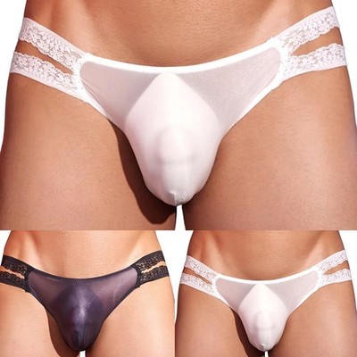 Low Waist Mens Underpants Breathable Shiny Glossy Oil Effect Bulge Pouch Briefs
