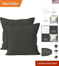 Soft Cotton Throw Pillow Covers 12x12in Charcoal Grey Effortless Style Upgrade