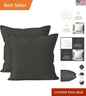 Soft Cotton Throw Pillow Covers 12x12in Charcoal Grey | Effortless Style Upgrade